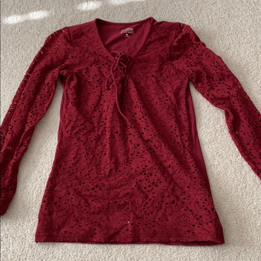 Girls Red Long Sleeve Top